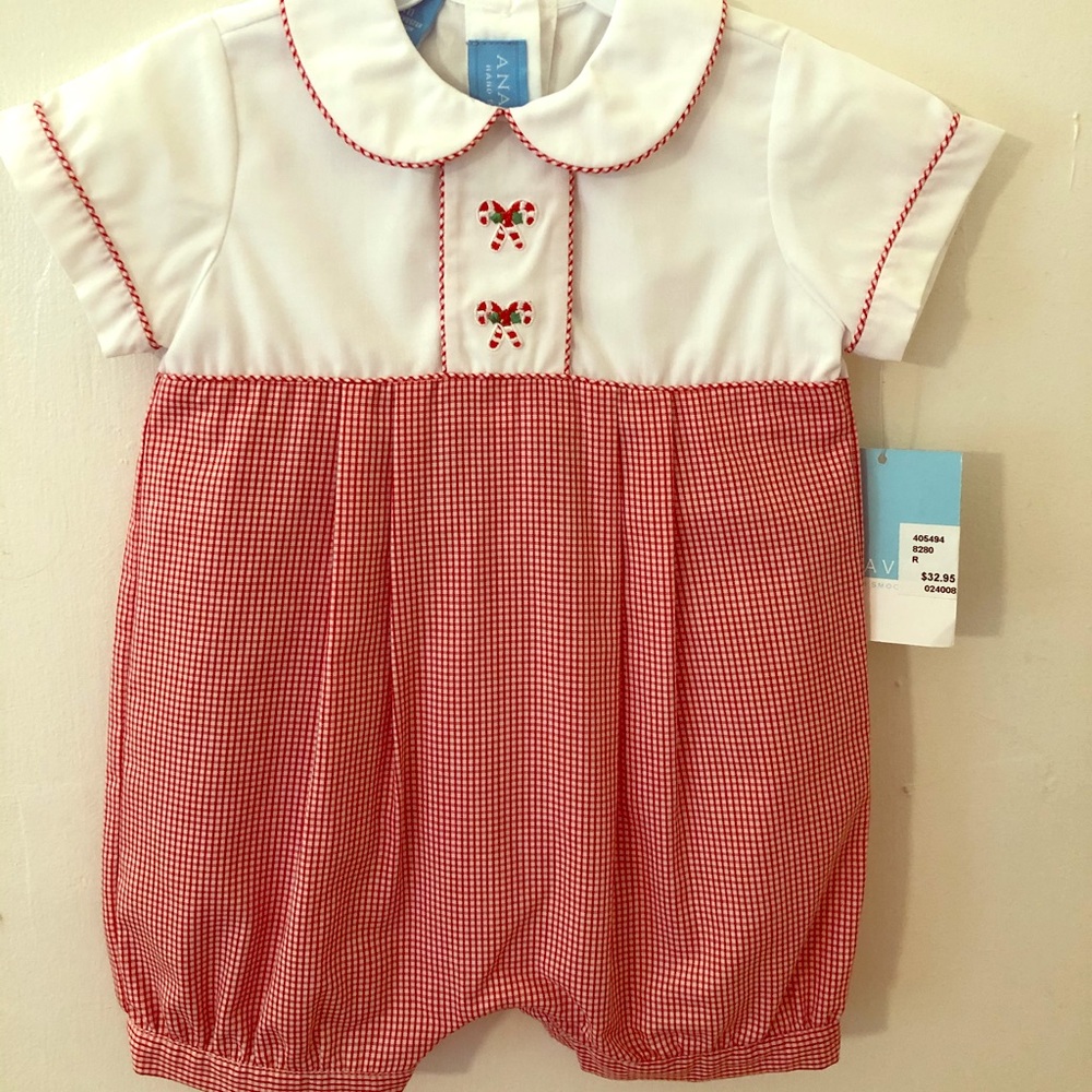 NWT Anavini 12M candy cane boys bubble.